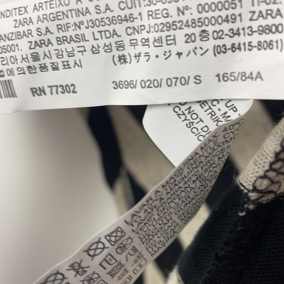 Zara Black and Tan Short Sleeve Striped Tee Tie Waist Top Size Small - Picture 9 of 14